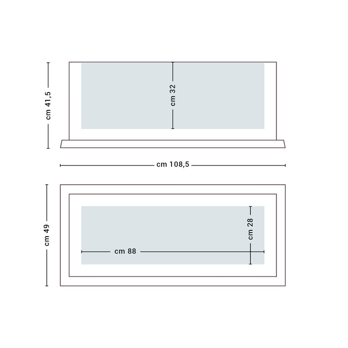 Sottovaso rettangolare 108x49 colore Antracite in resina per fioriera mod. Matera