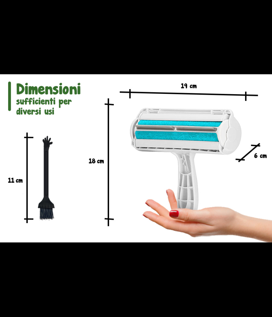 Spazzola Rimuovi Peli A Rullo Con Contenitore Per Cani E Gatti Animali Domestici         