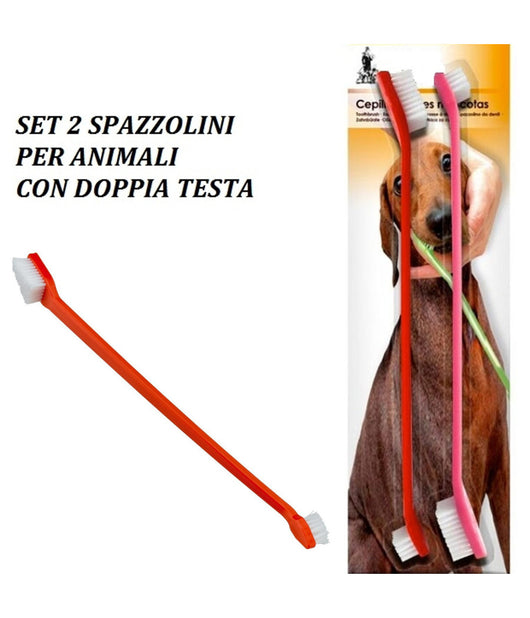 Spazzolini Set 2 Pezzi Spazzolino Spazzola Denti Doppia Testa Per Cani Gatti         