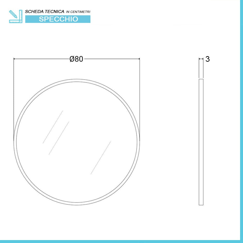 Specchiera bagno con cornice oro 80 cm staffe incluse