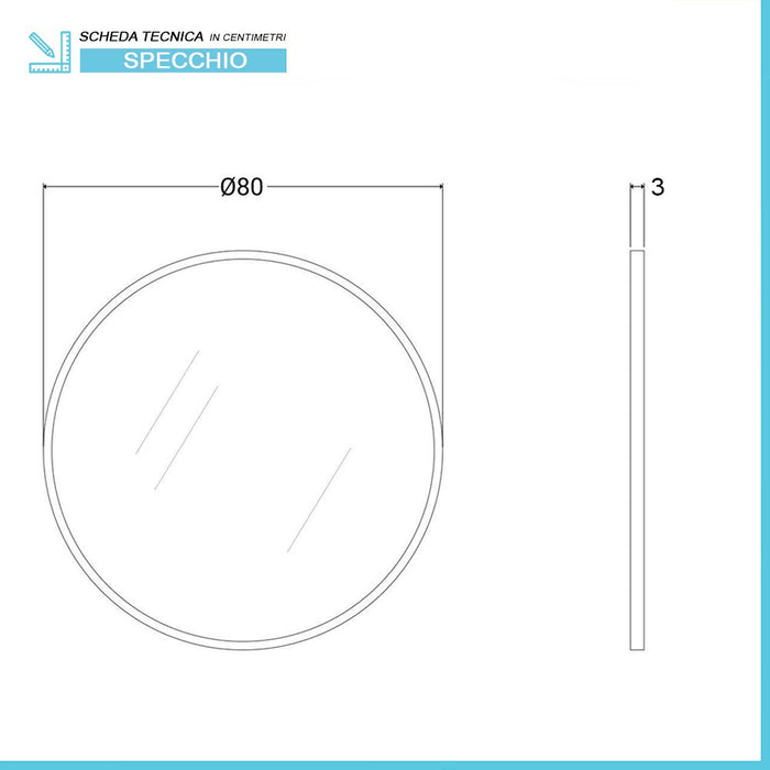 Specchiera bagno con cornice oro 80 cm staffe incluse