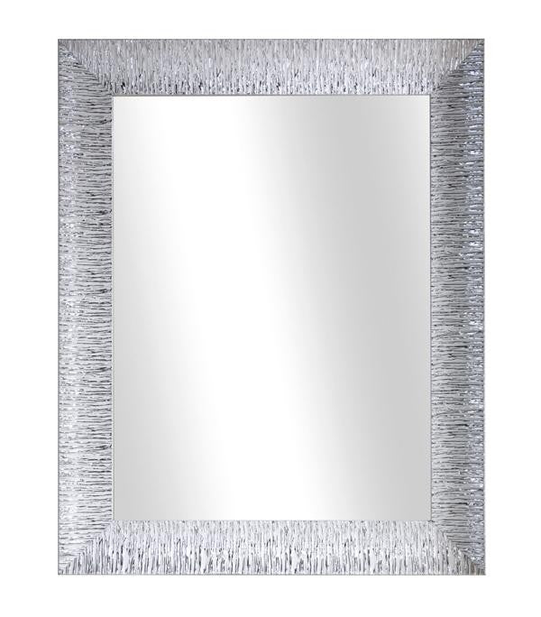 Mobili2g - specchiera laccata bianco lucido con particolari foglia argento brillante rettangolare- misure: l.79 x h.99 x p.5