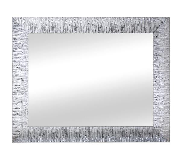 Mobili2g - specchiera laccata bianco lucido con particolari foglia argento brillante rettangolare- misure: l.79 x h.99 x p.5