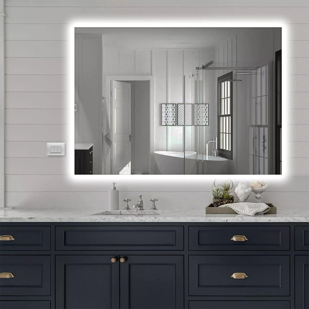 Specchio bagno 60x80 cm illuminazione perimetrale e installazione reversibile