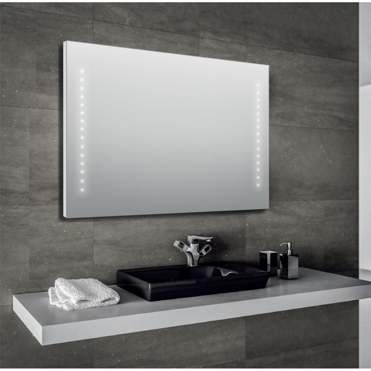 Specchio a led bagno 70x100 filo lucido giada, misura 90x70