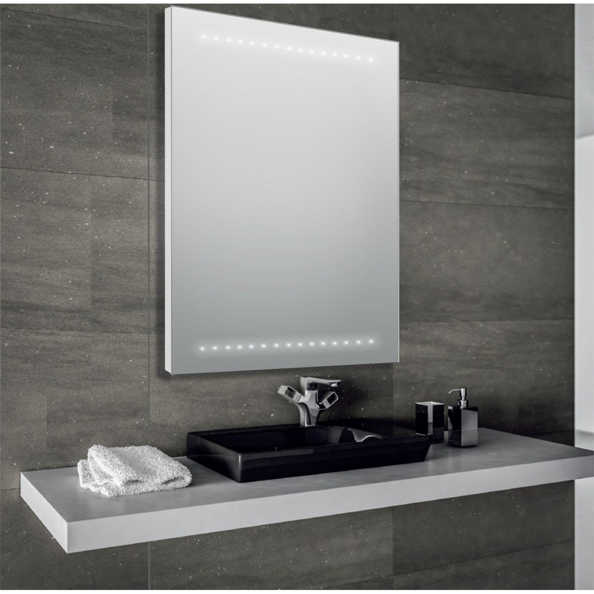 Specchio a led bagno 70x100 filo lucido giada, misura 100x70