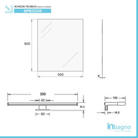 Specchio bagno LED 50x60 cm reversibile con lampada inclusa da 30 cm a luce fredda