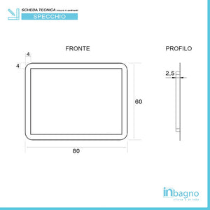 Specchio bagno con luci LED 60x80 cm reversibile completo di cornice luminosa