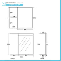 Specchio contenitore 67x60 cm bianco con LED e ripiani interni 