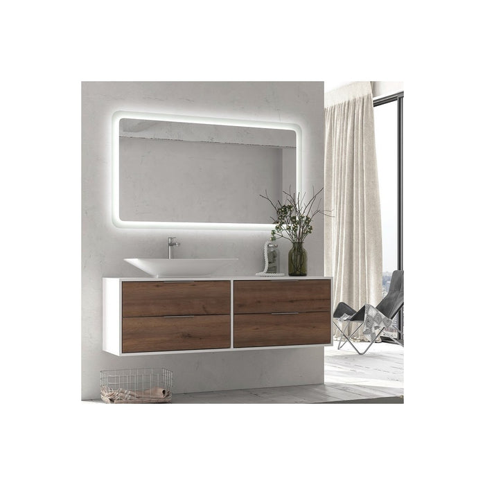 Specchio da bagno adel in vetro con luce led nascosta, dimensioni 60x80