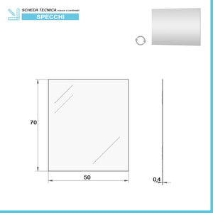 Specchio led per bagno 50x70 cm reversibile con luce LED 30 cm naturale cromata