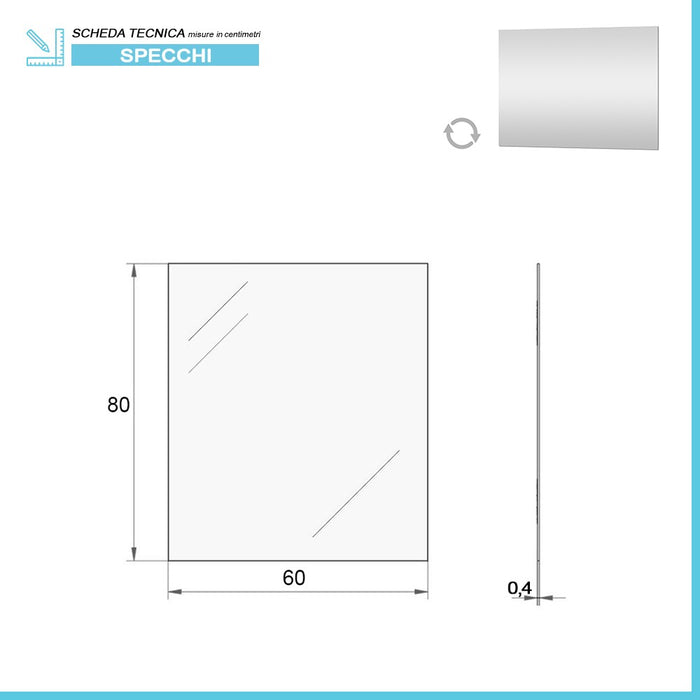 Specchio led per bagno 60x80 cm reversibile con luce LED 30 cm naturale cromata