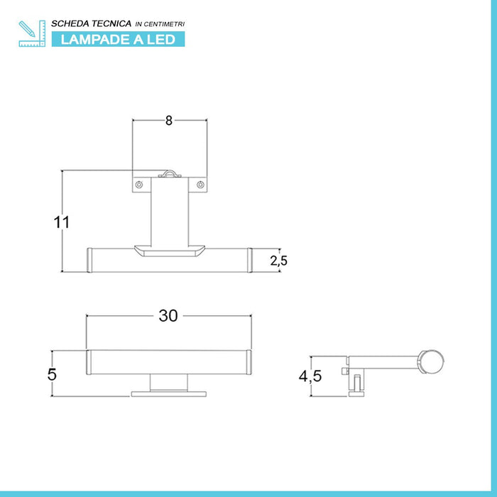 Specchio led per bagno 60x80 cm reversibile con luce LED 30 cm naturale cromata