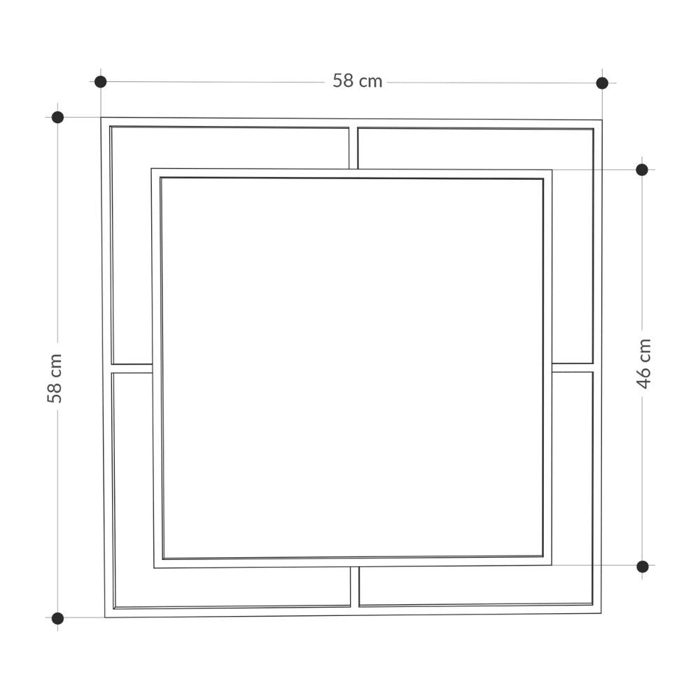 Specchio quadrato con doppia cornice Corner in metallo colore nero