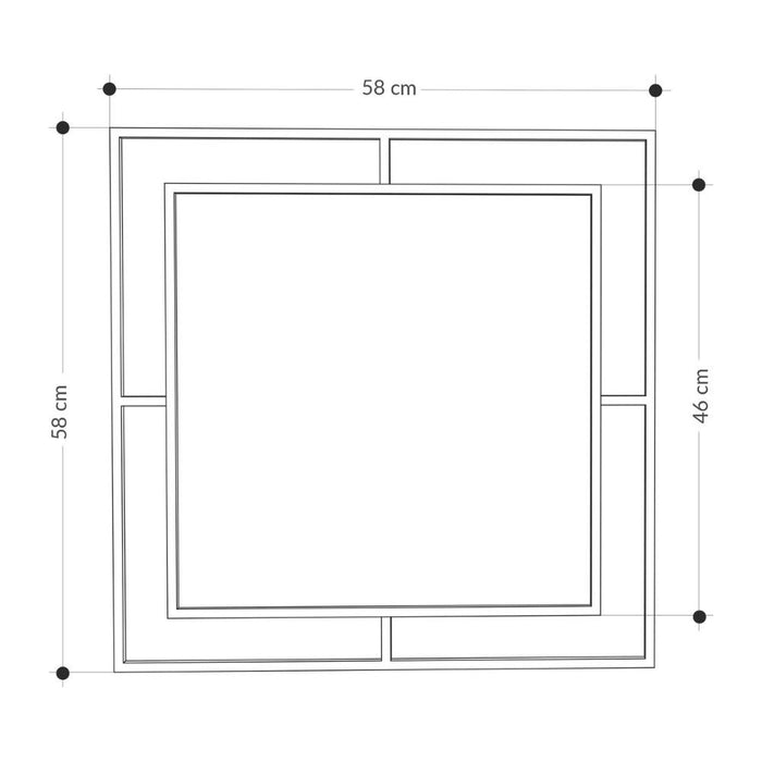 Specchio quadrato 58x58 cm Corner con doppia cornice in metallo nero