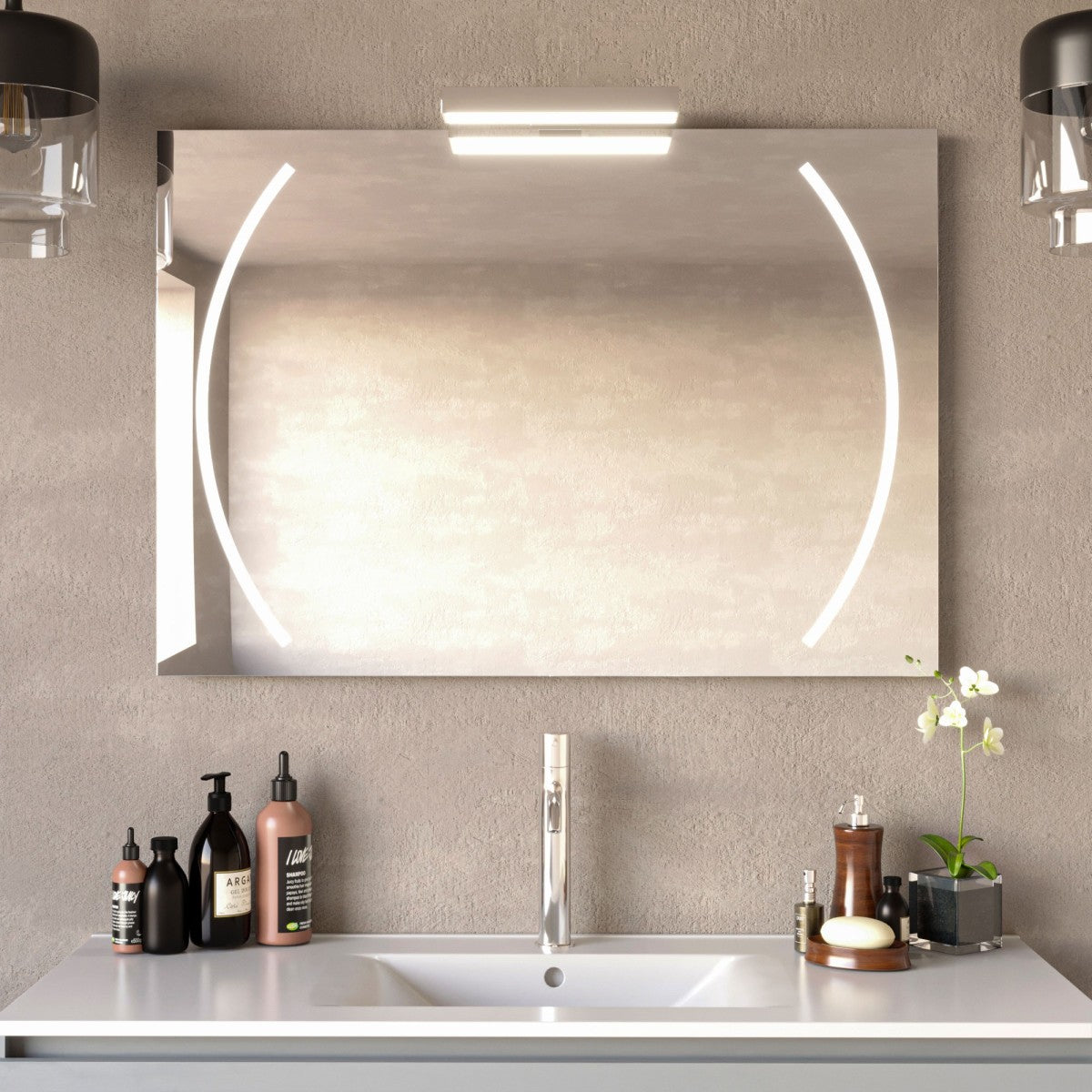 Specchio bagno retroilluminato con lampada led scream, misura 70x90