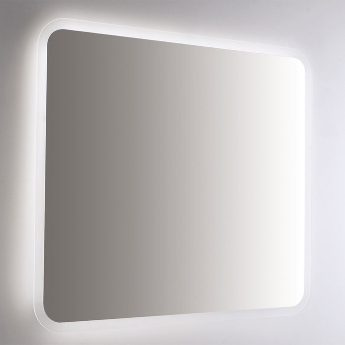 Specchio retroilluminato LED 80x60 installazione reversibile e angoli tondi 