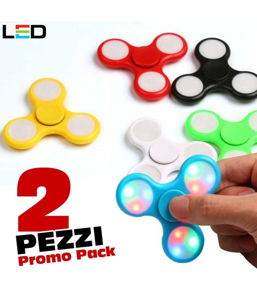 Spinner Con Luci Led Luminoso Fidget Anti Stress 2 Pezzi Gioco Rilassante 3d         