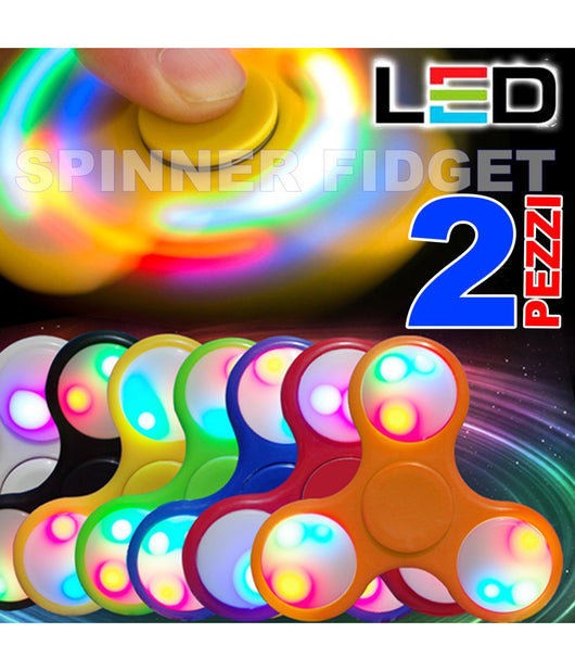 Spinner Con Luci Led Luminoso Fidget Anti Stress 2 Pezzi Gioco Rilassante 3d         