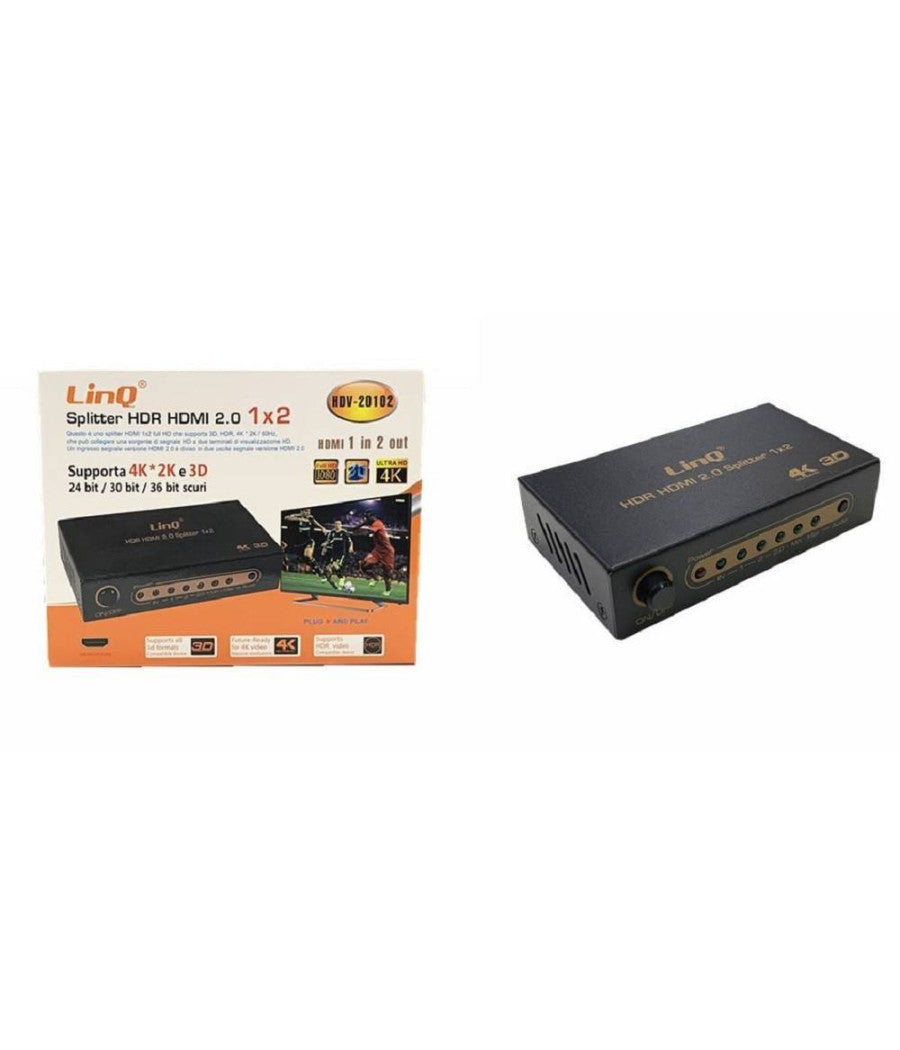 Splitter Hdr Hdmi 2.0 1x2 Supporta 4k 2k 3d Doppiatore Ultra Hd 4k 1080 Hdv-20102         