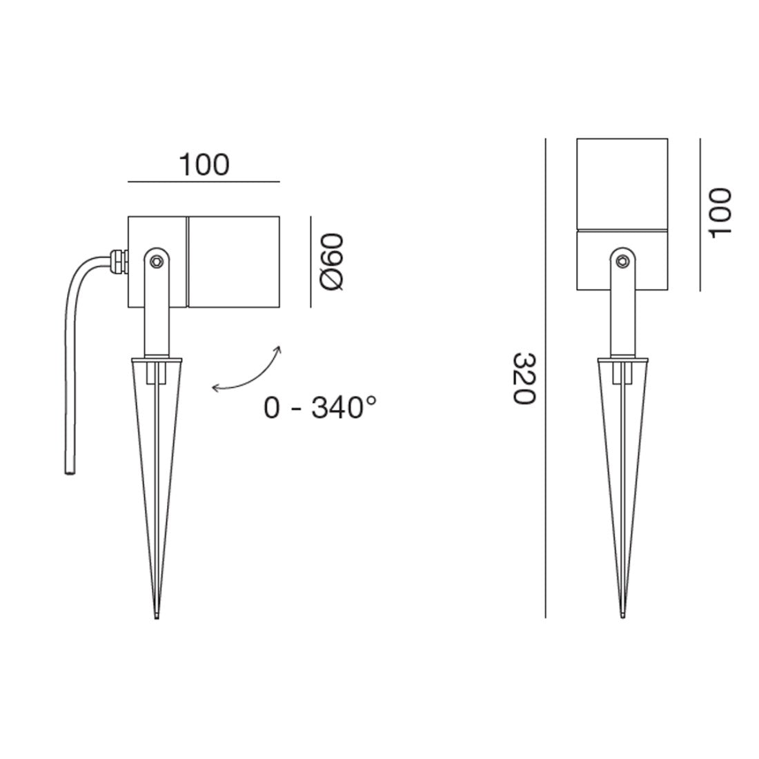 Spot picchetto alluminio gea led ges1130 ip65 gu10 led proiettore terra orientabile esterno