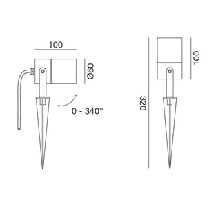 Spot picchetto alluminio gea led ges1130 ip65 gu10 led proiettore terra orientabile esterno