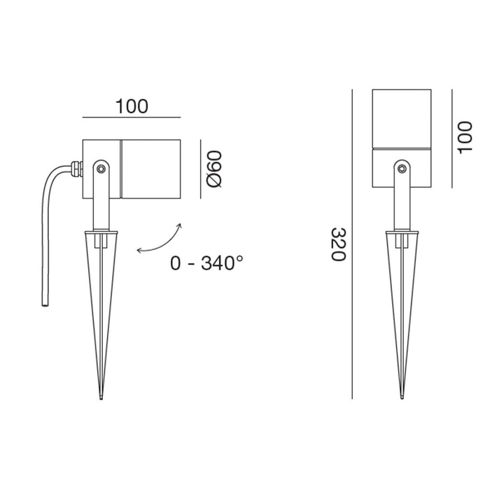 Spot picchetto alluminio gea led ges1130 ip65 gu10 led proiettore terra orientabile esterno