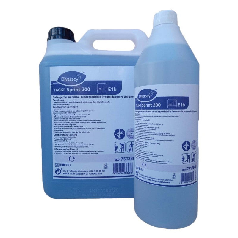 Sprint 200 - Detergente Multiuso Biodegrabile per Vetri e Superfici 5 Litri