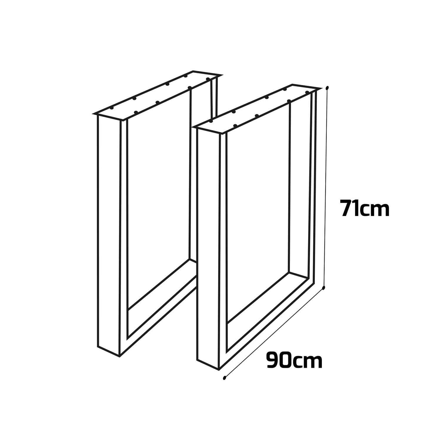 Set di 2 piedi per tavolo - forma quadrata - bianco