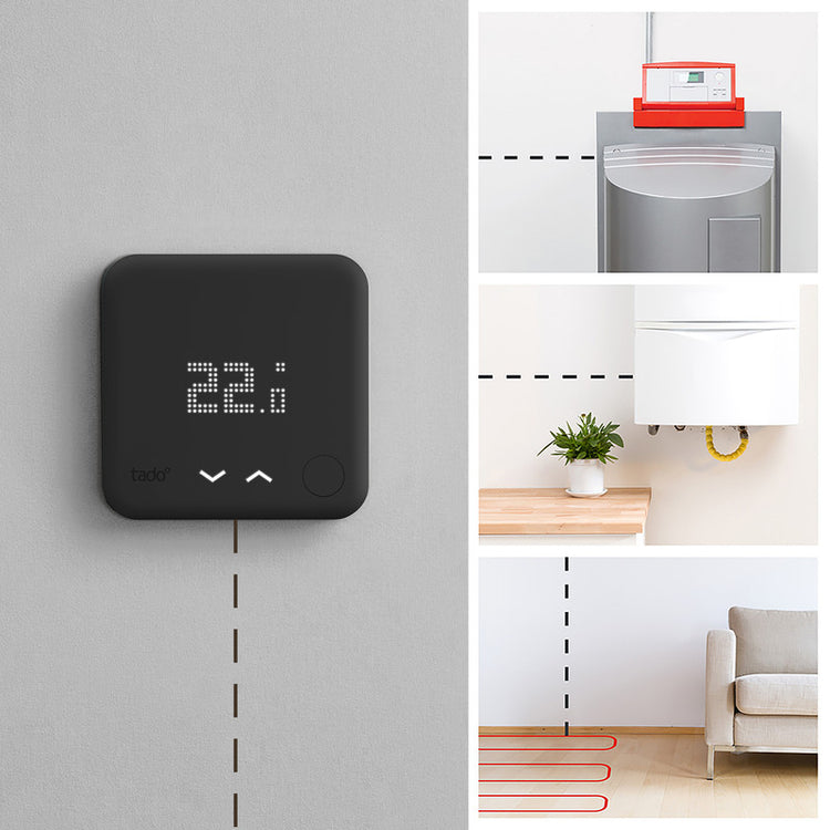  TADO° termostato kit di base V3+ Termostato Intelligente cablato Compatibile con Alexa e Google Assistant Nero