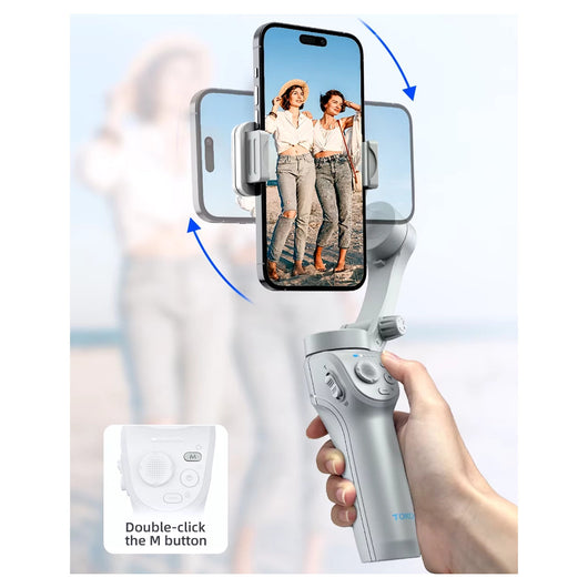 Stabilizzatore Video Smartphone Cellulare Gimbal A 3 Assi Con Luce Bluetooth App         