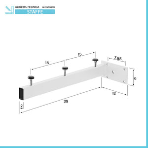 Staffa reggimensola L 39 cm per lavabo sospeso o mensolone