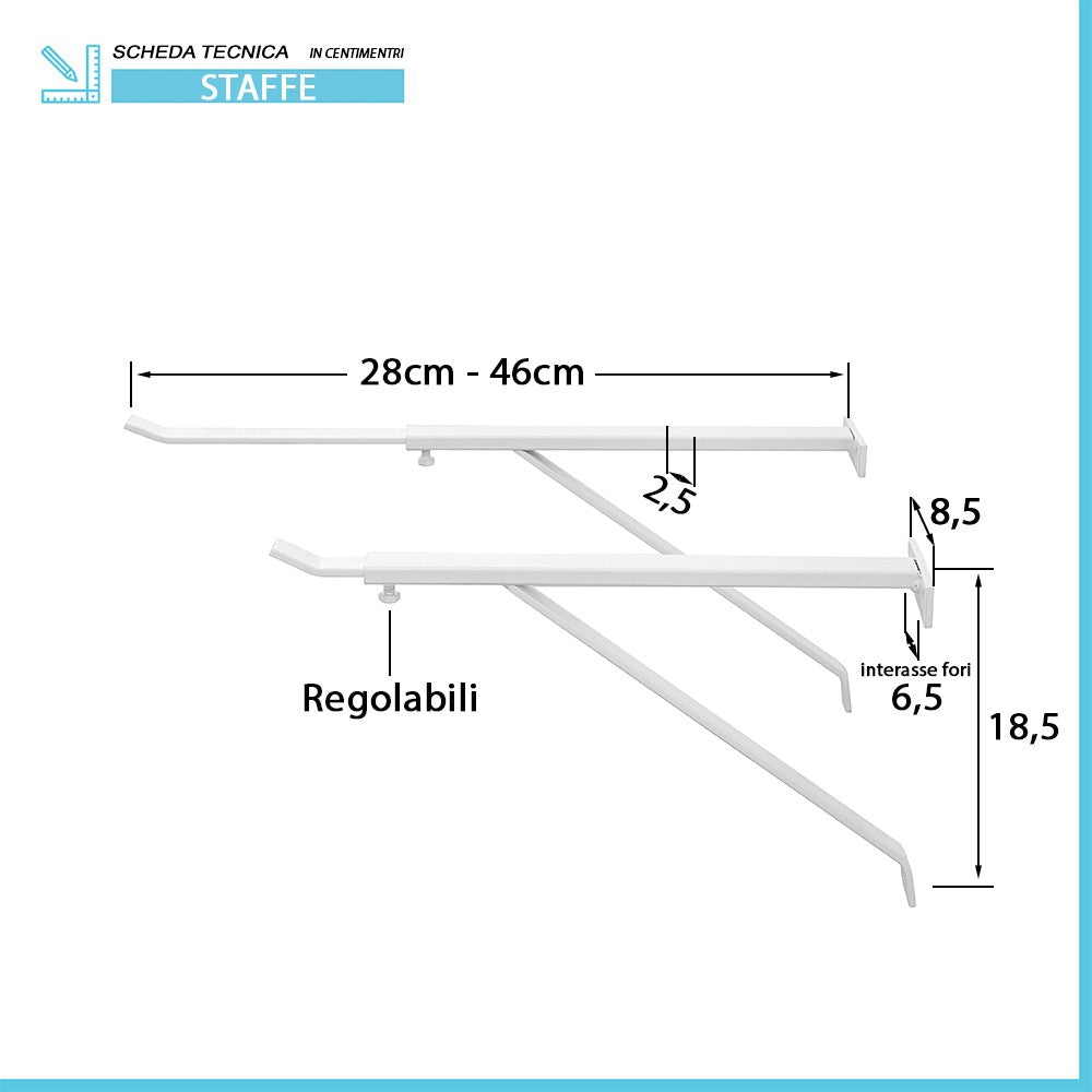 Staffe per pilozzo sospeso regolabili 28-46 cm in acciaio