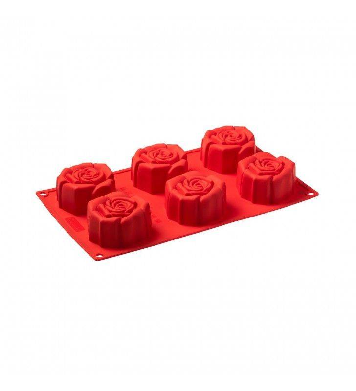 Stampo in silicone rosa fiorita 6 porzioni cod 77899