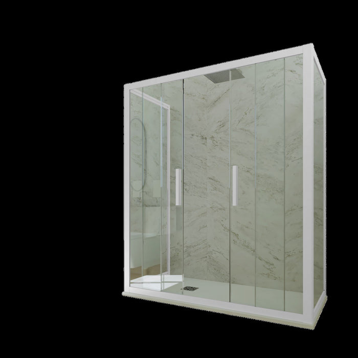 Box doccia 3 lati 70x170x70 CM H 200 Vetro Trasparente Profilo Bianco mod. Star Trio