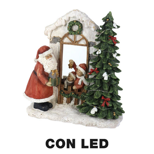 Statua resina babbo natale con led rosso cm22x9,5h22,5