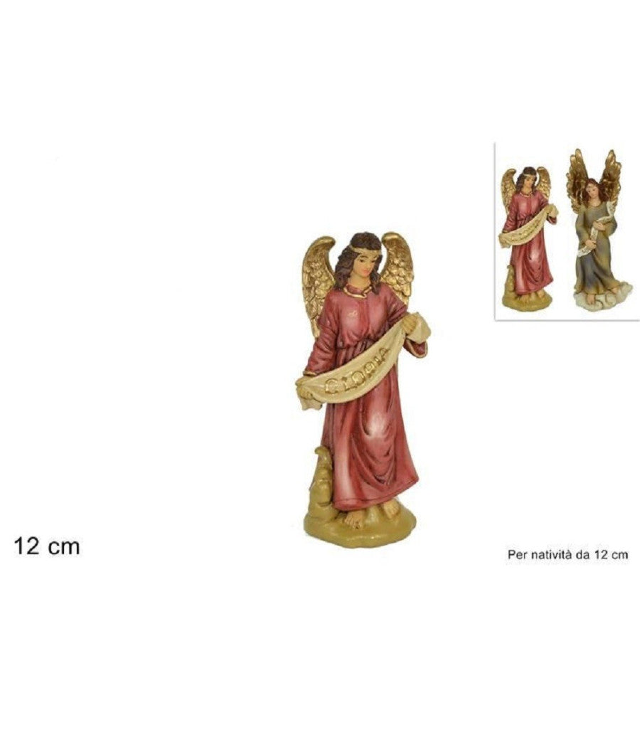 Statuina Angelo 12 Cm Per Presepe In Resina Decoro Natale Natalizio Nativita'         