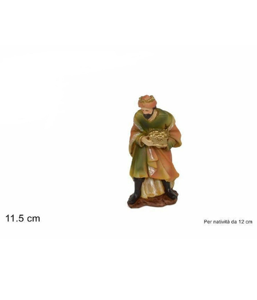 Statuina Melchiorre 12cm Per Presepe In Resina Decoro Natale Natalizio Nativita'         