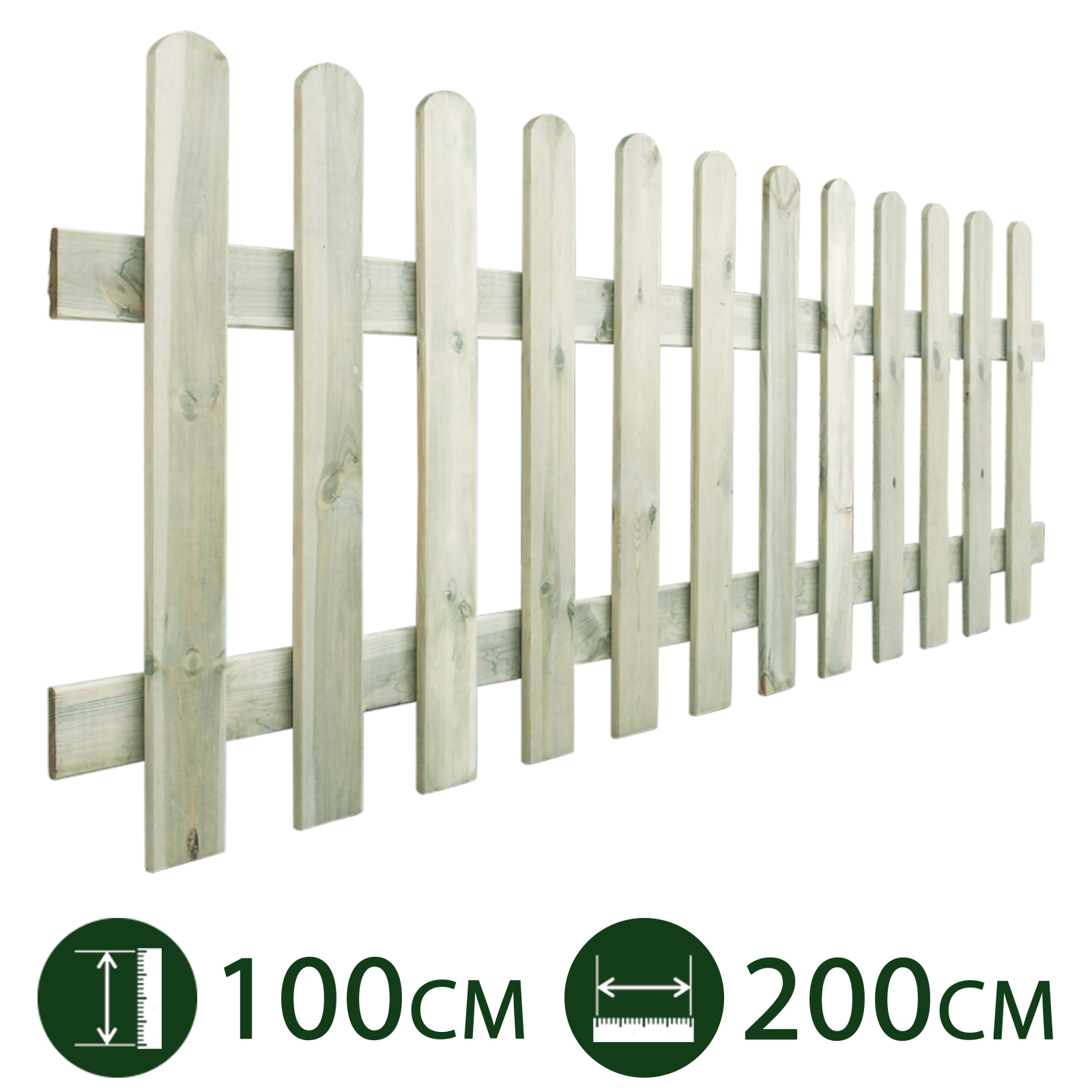 steccato in legno per giardino e recinzioni lungh. cm 200 x 100 h con doghe verticali per esterno impregnato staccionata cod:ferx.pali.17.s