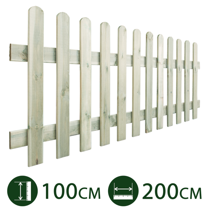 steccato in legno per giardino e recinzioni lungh. cm 200 x 100 h con doghe verticali per esterno impregnato staccionata cod:ferx.pali.17.s