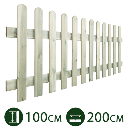 steccato in legno per giardino e recinzioni lungh. cm 200 x 100 h con doghe verticali per esterno impregnato staccionata cod:ferx.pali.17.stock.s