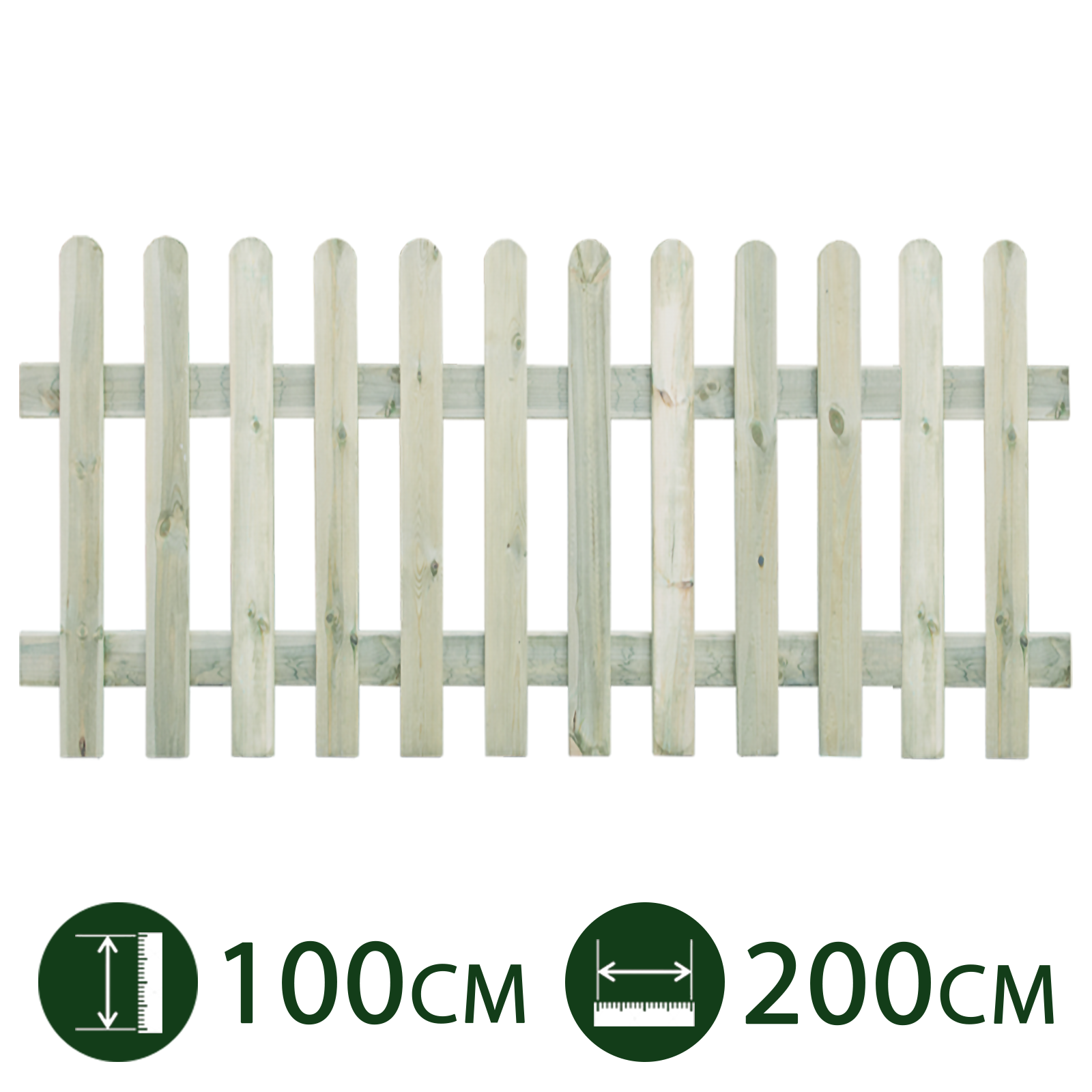 steccato in legno per giardino e recinzioni lungh. cm 200 x 100 h con doghe verticali per esterno impregnato staccionata cod:ferx.pali.17.s