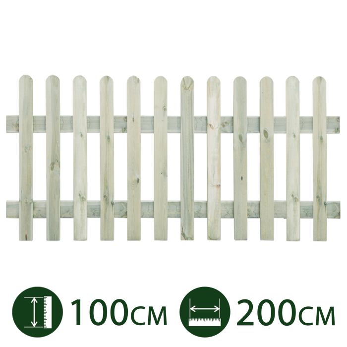 steccato in legno per giardino e recinzioni lungh. cm 200 x 100 h con doghe verticali per esterno impregnato staccionata cod:ferx.pali.17.s