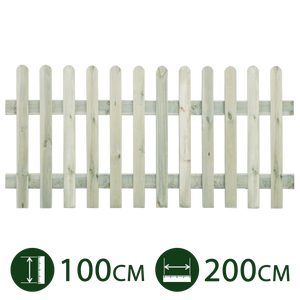 steccato in legno per giardino e recinzioni lungh. cm 200 x 100 h con doghe verticali per esterno impregnato staccionata cod:ferx.pali.17.stock.s