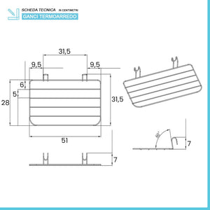 Stendibiancheria universale per termoarredo in acciaio bianco 51x28