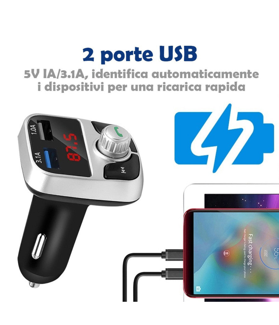 Ricevitore Audio Per Auto Wireless Universale Bluetooth Accessori Usb E Vivavoce         