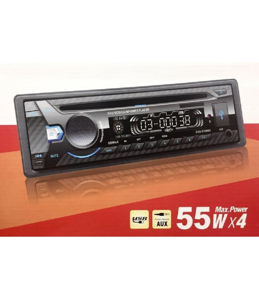 Stereo Auto Autoradio Cd Dvd Mp3 Mp4 Sd Usb Aux 55w X 4 Frontalino Estraibile         