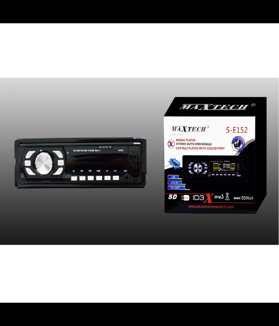 Stereo Radio Per Auto Ingresso Sd Usb Autoradio Mp3 Aux Con Frontalino 50w X 4         