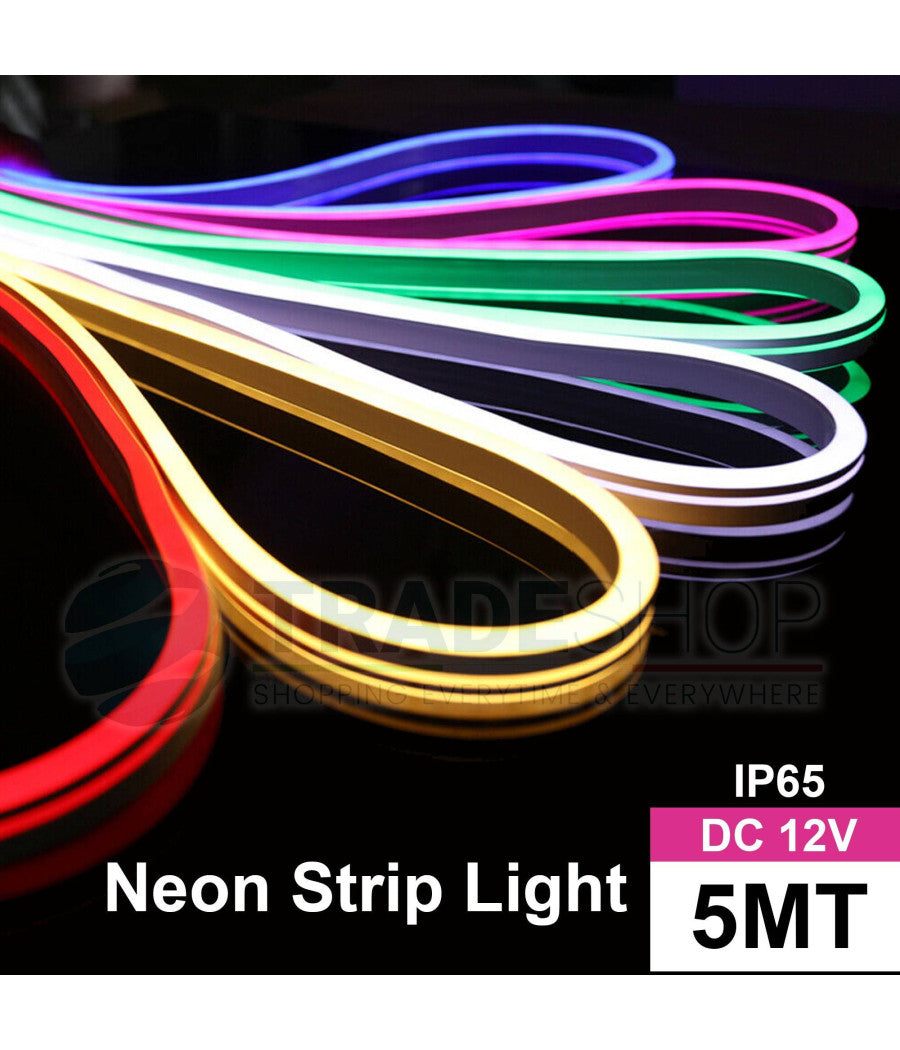 Strip Led Fluorescente Effetto Tubo Neon Colorato Impermeabile In Silicone Dc12v  -rosa      -