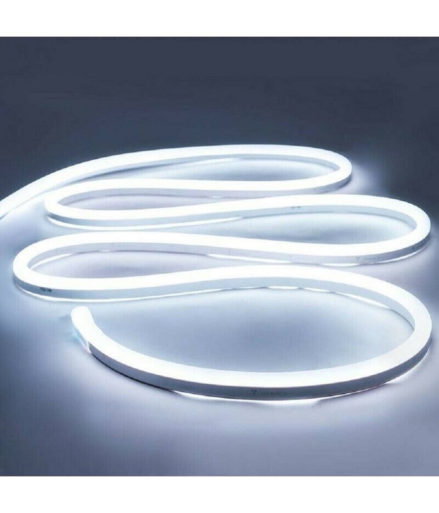 Strip Led Neon Flessibile Striscia Decorativa 5 Mt Ip65 Vari Toni Di Luce U-12v  -bianco Freddo      -